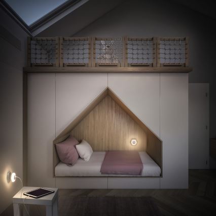 Osram - LED Orientační svítidlo do zásuvky s USB LUNETTA LED/15W/230V bílá