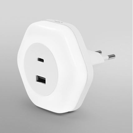 Osram - LED Orientační svítidlo do zásuvky s USB LUNETTA LED/15W/230V bílá