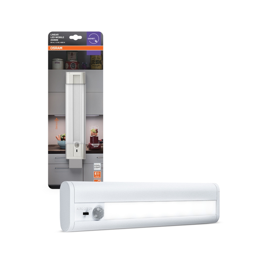 Osram - LED Podlinkové svítidlo se senzorem pohybu a soumraku LINEARLED LED/1,9W/6V 4xAA 4000K 21,4 cm bílá