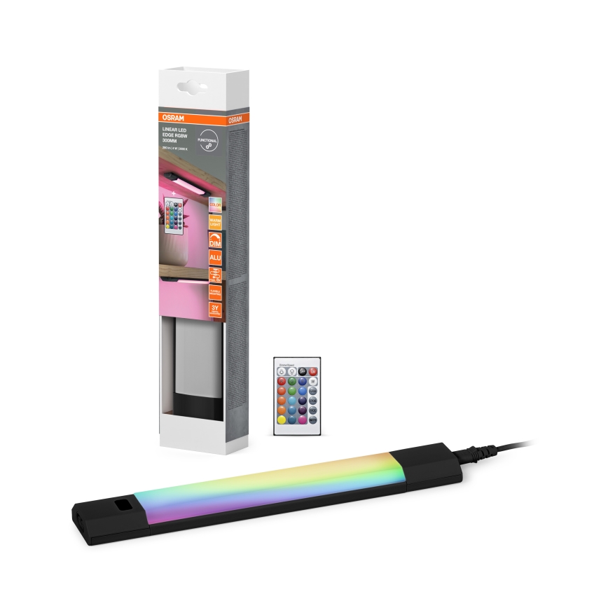 Osram - LED RGBW Stmívatelné podlinkové svítidlo se senzorem pohybu LINEAR EDGE LED/4W/230V 30 cm černá + dálkové ovládání