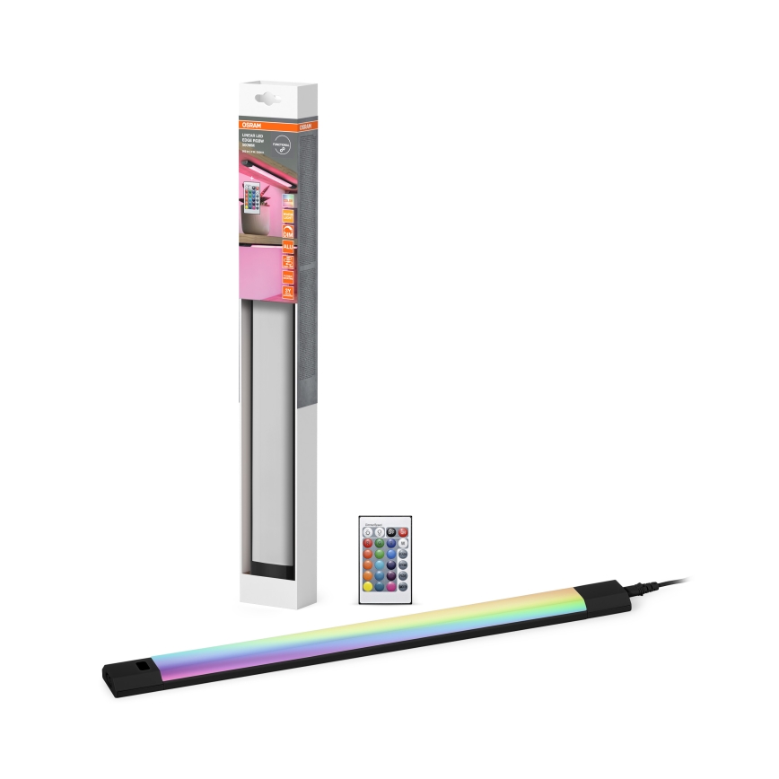 Osram - LED RGBW Stmívatelné podlinkové svítidlo se senzorem pohybu LINEAR EDGE LED/8W/230V 50 cm černá + dálkové ovládání