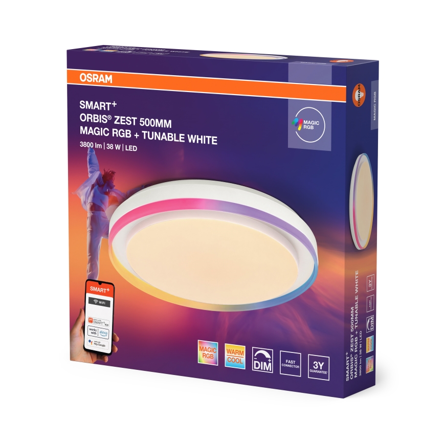 Osram - LED RGBW Stmívatelné stropní svítidlo SMART+ MAGIC LED/38W/230V pr. 49 cm bílá 2700-6500K Wi-Fi