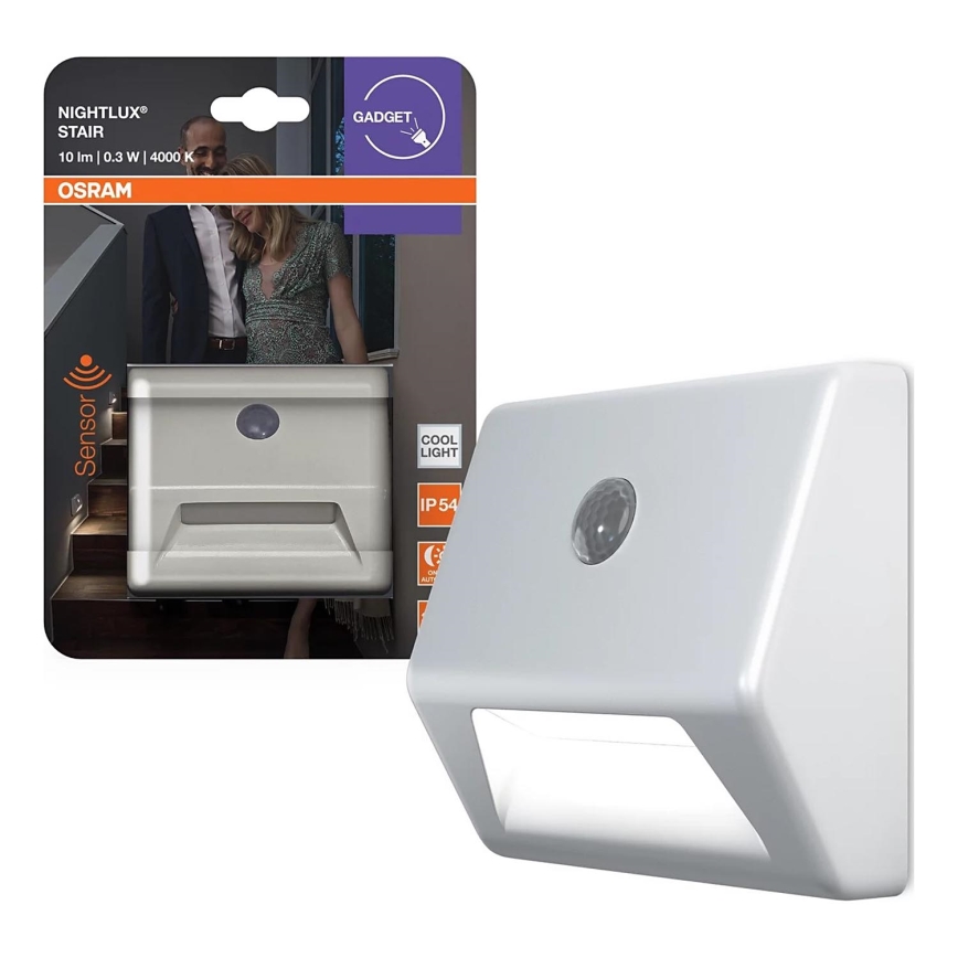 Osram - LED Schodišťové svítidlo se senzorem NIGHTLUX LED/0,25W/3xAAA IP54 bílá