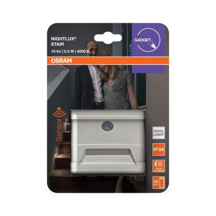 Osram - LED Schodišťové svítidlo se senzorem NIGHTLUX LED/0,25W/3xAAA IP54 bílá