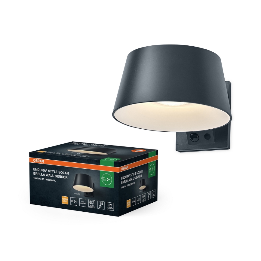 Osram - LED Solární nástěnné svítidlo se senzorem ENDURA STYLE LED/10,1W/4,2V 2000 mAh IP54 antracit