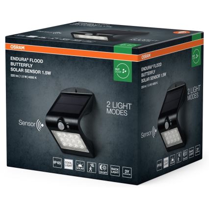 Osram - LED Solární nástěnné svítidlo se senzorem pohybu a soumraku BUTTERFLY LED/1,5W/3,7V 1200 mAh IP65