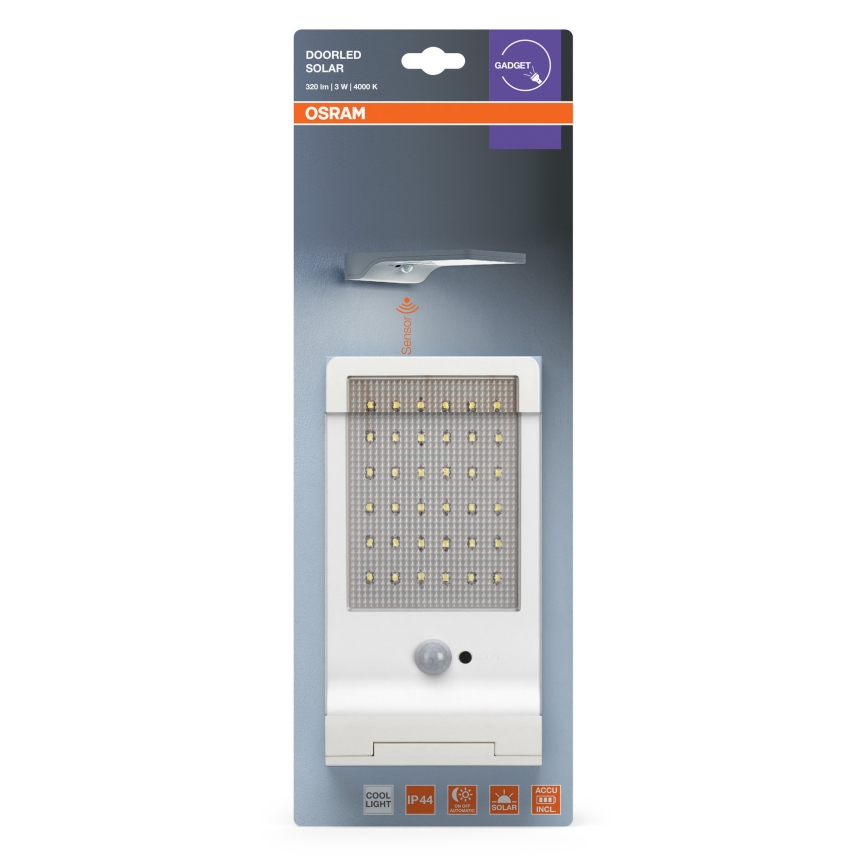 Osram - LED Solární nástěnné svítidlo se senzorem DOORLED LED/3W/3,3V 2000 mAh IP44 bílá