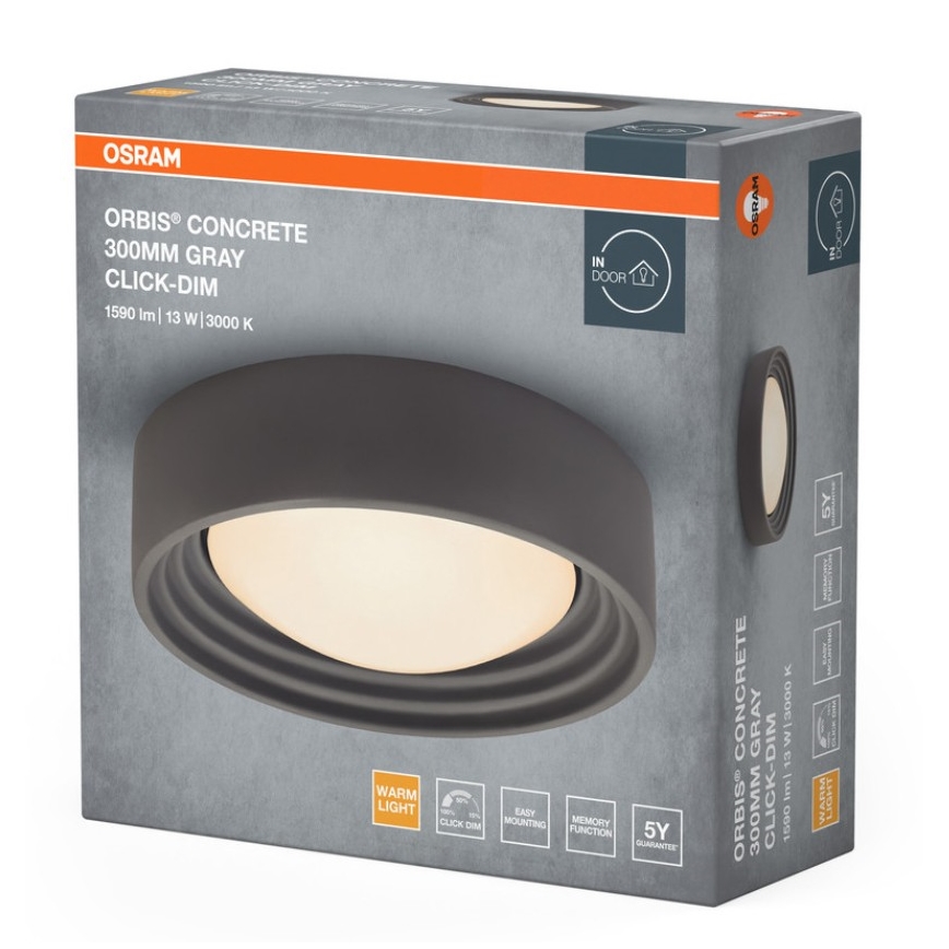 Osram - LED Stmívatelné stropní svítidlo ORBIS CONCRETE LED/13W/230V pr. 30 cm šedá/beton