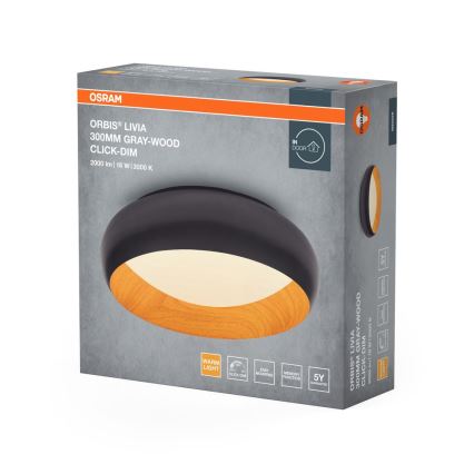 Osram - LED Stmívatelné stropní svítidlo ORBIS LIVIA LED/16W/230V pr. 30 cm antracit/hnědá