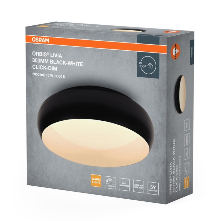 Osram - LED Stmívatelné stropní svítidlo ORBIS LIVIA LED/16W/230V pr. 30 cm černá/bílá