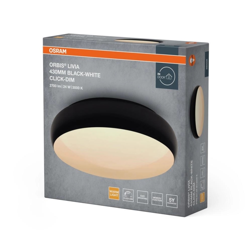 Osram - LED Stmívatelné stropní svítidlo ORBIS LIVIA LED/24W/230V pr. 43 cm černá/bílá
