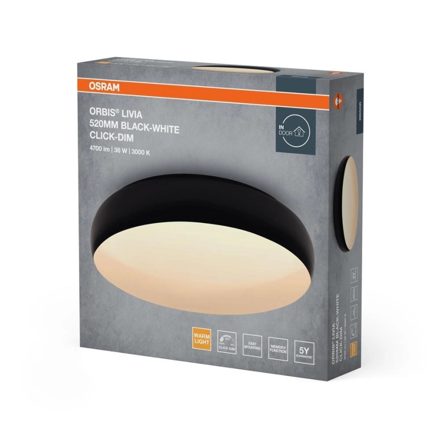 Osram - LED Stmívatelné stropní svítidlo ORBIS LIVIA LED/36W/230V pr. 52 cm černá/bílá