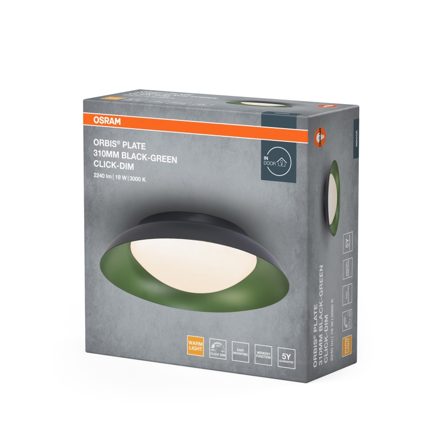 Osram - LED Stmívatelné stropní svítidlo ORBIS PLATE LED/19W/230V pr. 31 cm zelená/černá