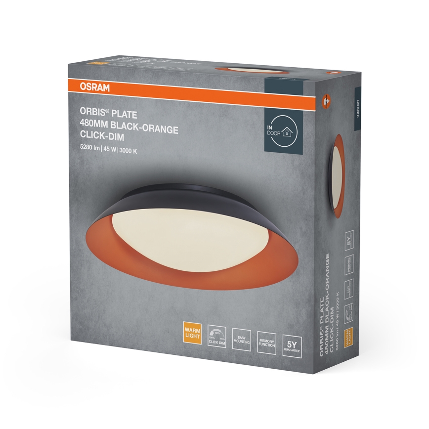 Osram - LED Stmívatelné stropní svítidlo ORBIS PLATE LED/45W/230V pr. 48 cm oranžová/černá