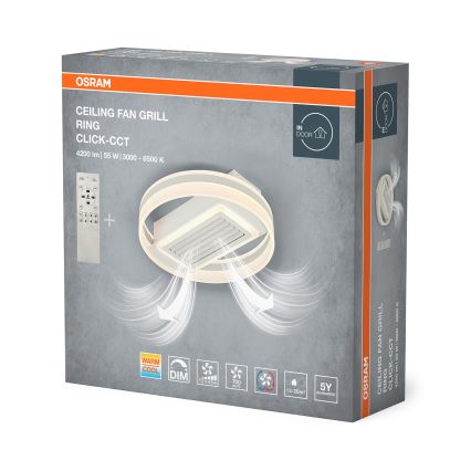 Osram - LED Stmívatelné stropní svítidlo s ventilátorem CEILING FAN LED/55W/230V 3000-6500K bílá + dálkové ovládání