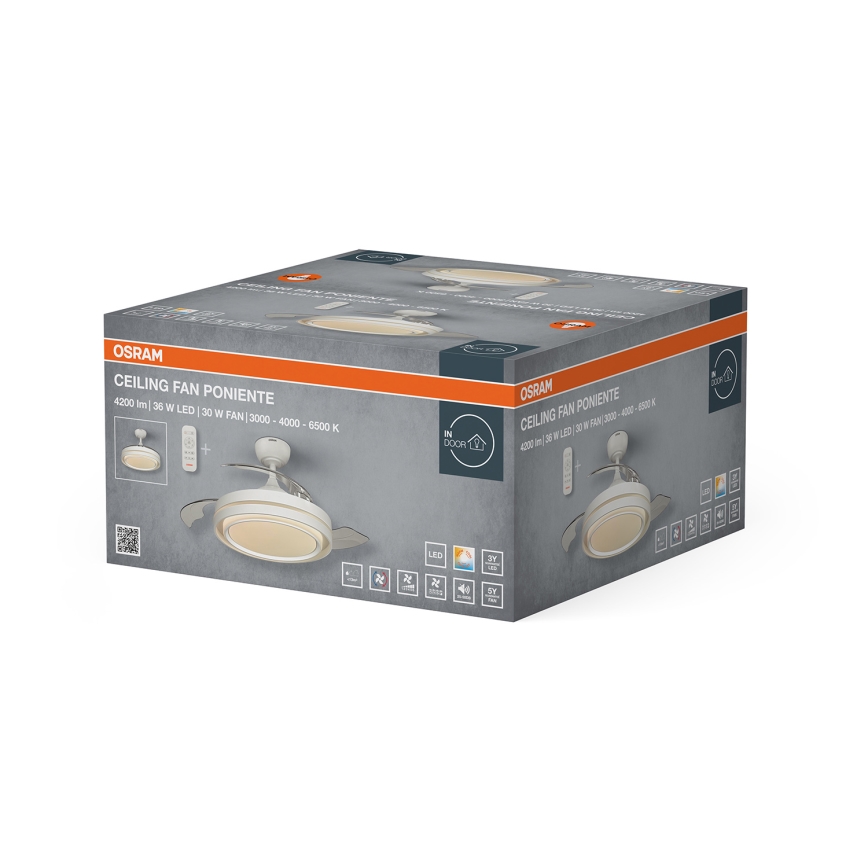 Osram - LED Stmívatelné stropní svítidlo s ventilátorem PONIENTE LED/36W/230V 3000/4000/6500K + dálkové ovládání
