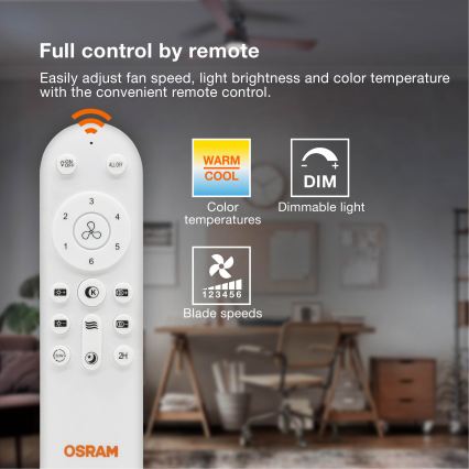 Osram - LED Stmívatelné stropní svítidlo s ventilátorem SOLANO LED/26W/230V 3000/4000/6500K + dálkové ovládání