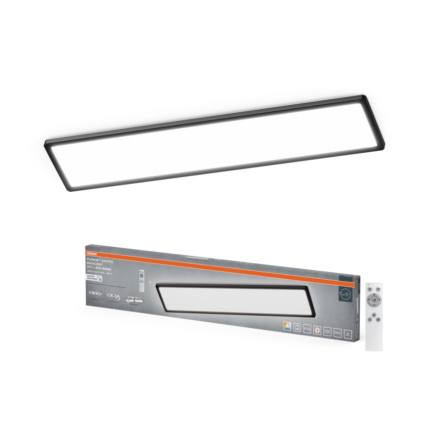 Osram - LED Stmívatelné koupelnové stropní svítidlo PLANON EASYFIX LED/30W/230V 2600-6000K 20x98 cm IP54 černá + dálkové ovládání