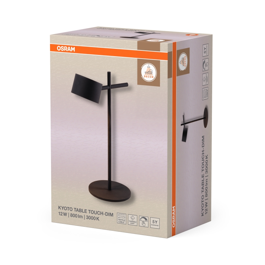 Osram - LED Stmívatelná dotyková stolní lampa DECOR KYOTO LED/12W/230V CRI 90 černá