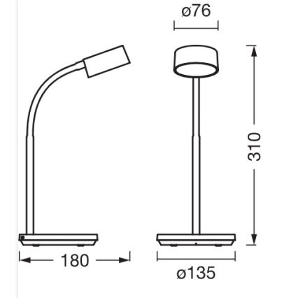 Osram - LED Stmívatelná stolní lampa OFFICE LINE LED/4,8W/230V 3000/4000/6500K černá