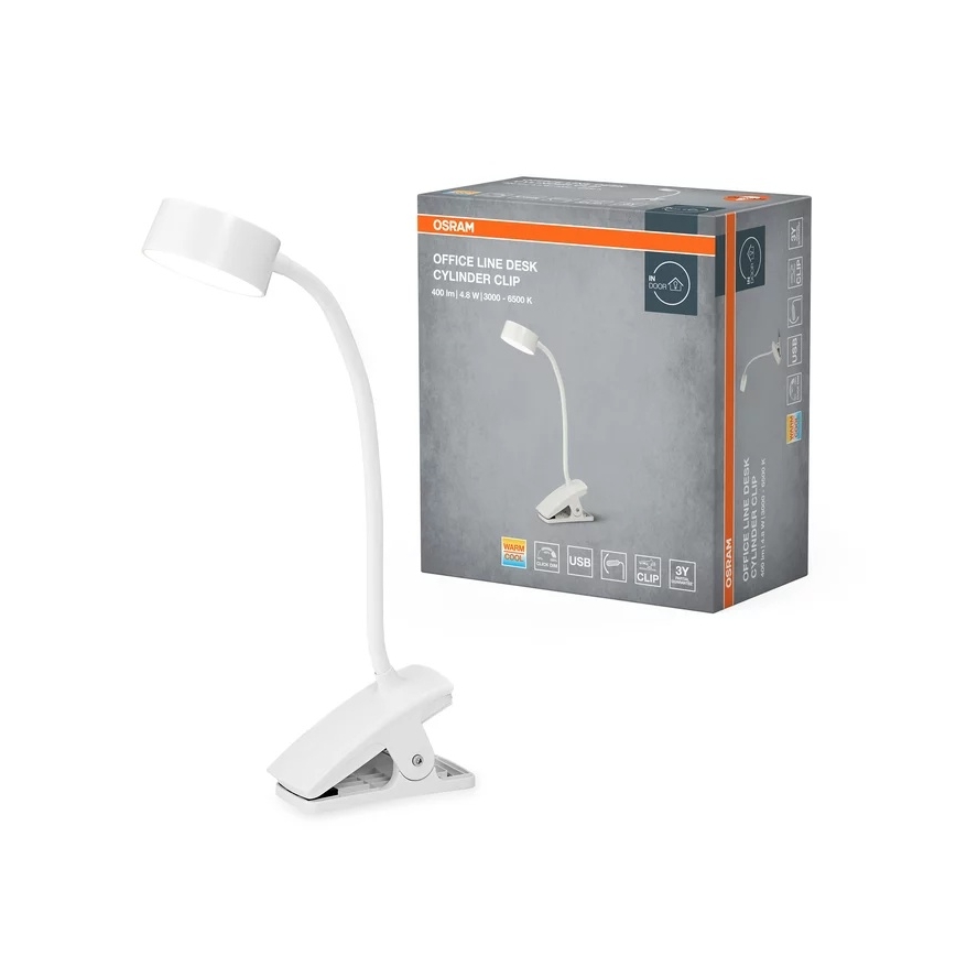 Osram - LED Stmívatelná stolní lampa s klipem OFFICE LINE LED/4,8W/230V 3000/4000/6500K bílá