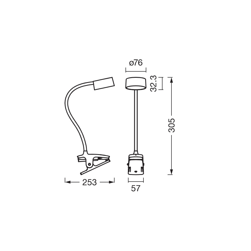 Osram - LED Stmívatelná stolní lampa s klipem OFFICE LINE LED/4,8W/230V 3000/4000/6500K bílá