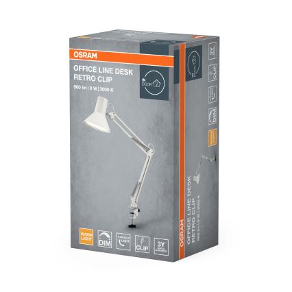 Osram - LED Stmívatelná stolní lampa s klipem OFFICE LINE LED/9W/230V 3000K bílá