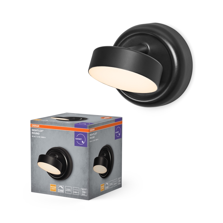 Osram - LED Stmívatelné nabíjecí dotykové nástěnné svítidlo NIGHTLUX LED/1,8W/5V černá