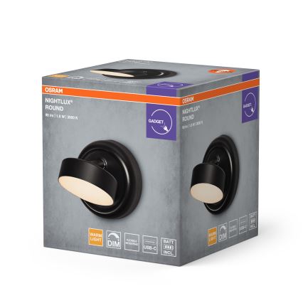 Osram - LED Stmívatelné nabíjecí dotykové nástěnné svítidlo NIGHTLUX LED/1,8W/5V černá