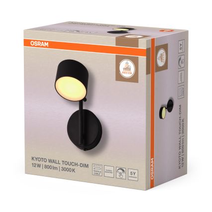 Osram - LED Stmívatelné nástěnné dotykové svítidlo DECOR KYOTO LED/12W/230V CRI 90 černá
