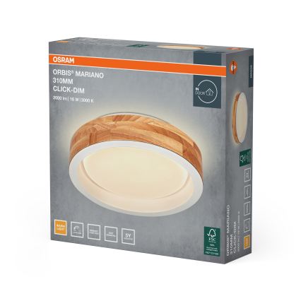 Osram - LED Stmívatelné stropní svítidlo MARIANO LED/16W/230V pr. 31 cm dub/bílá