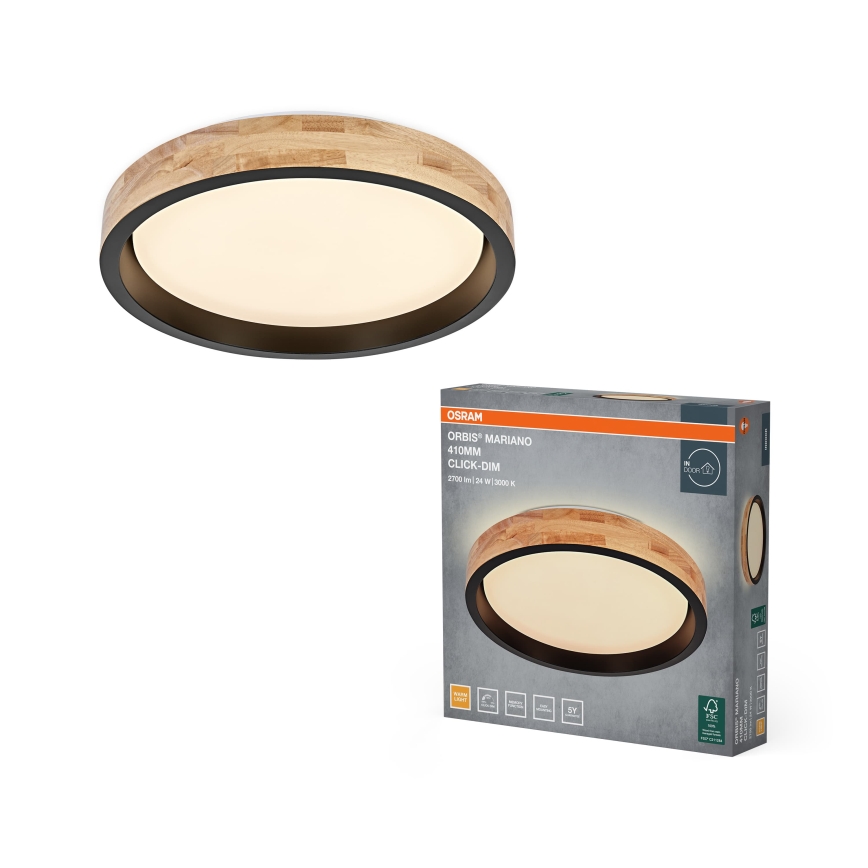Osram - LED Stmívatelné stropní svítidlo MARIANO LED/24W/230V pr. 41 cm dub/černá
