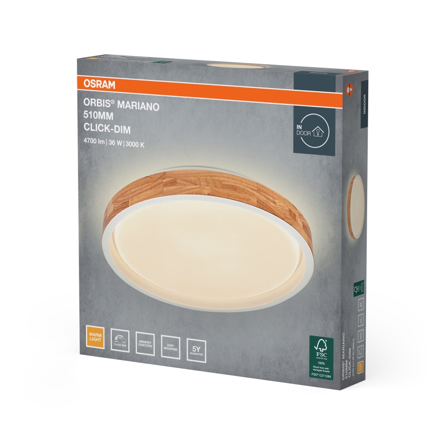Osram - LED Stmívatelné stropní svítidlo MARIANO LED/36W/230V pr. 51 cm dub/bílá