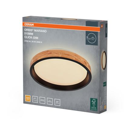 Osram - LED Stmívatelné stropní svítidlo MARIANO LED/36W/230V pr. 51 cm dub/černá