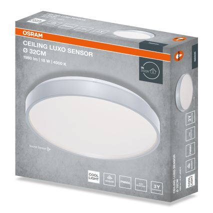 Osram - LED Stropní svítidlo se senzorem soumraku CEILING LUXO LED/18W/230V pr. 32 cm stříbrná