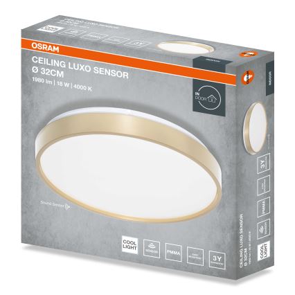 Osram - LED Stropní svítidlo se senzorem soumraku CEILING LUXO LED/18W/230V pr. 32 cm zlatá