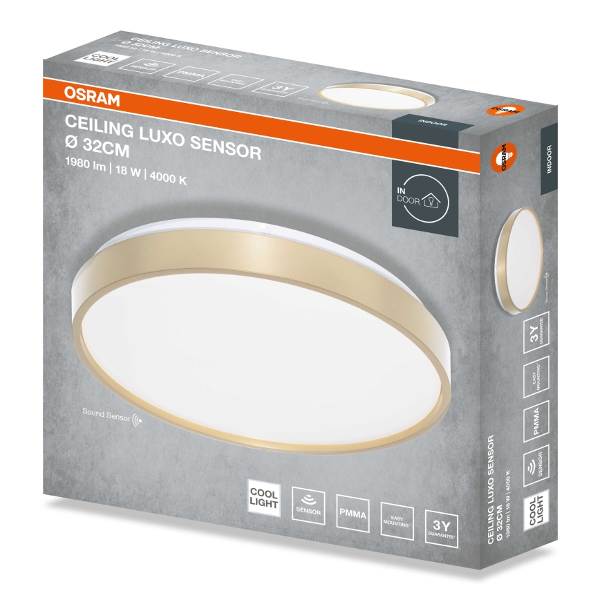 Osram - LED Stropní svítidlo se senzorem soumraku CEILING LUXO LED/18W/230V pr. 32 cm zlatá