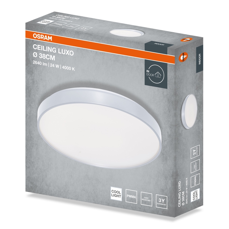 Osram - LED Stropní svítidlo CEILING LUXO LED/24W/230V pr. 38 cm stříbrná
