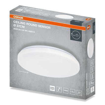 Osram - LED Stropní svítidlo se senzorem soumraku CEILING ROUND LED/24W/230V 4000K pr. 37 cm bílá