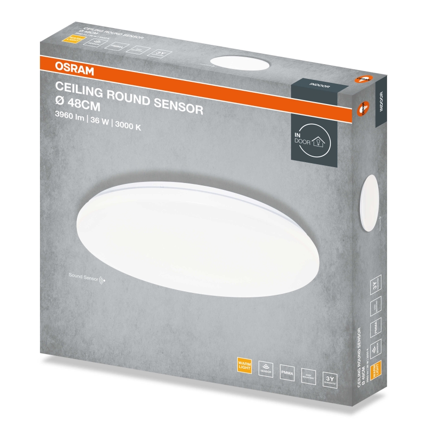 Osram - LED Stropní svítidlo se senzorem soumraku CEILING ROUND LED/36W/230V 3000K pr. 48 cm bílá