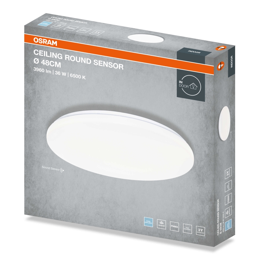 Osram - LED Stropní svítidlo se senzorem soumraku CEILING ROUND LED/36W/230V 6500K pr. 48 cm bílá