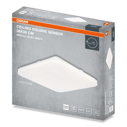 Osram - LED Stropní svítidlo se senzorem soumraku CEILING SQUARE LED/36W/230V 4000K 38x38 cm bílá