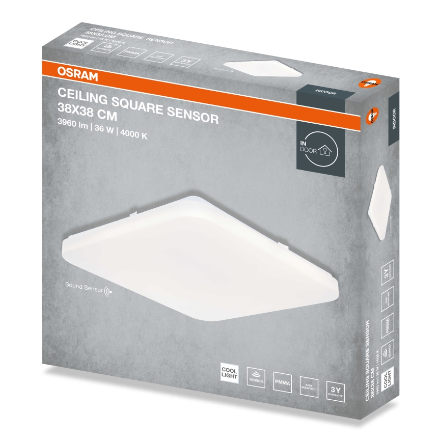 Osram - LED Stropní svítidlo se senzorem soumraku CEILING SQUARE LED/36W/230V 4000K 38x38 cm bílá
