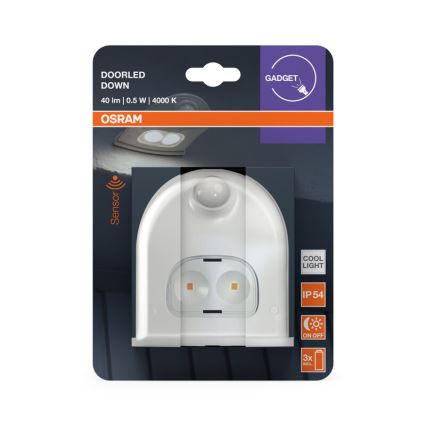Osram - LED Venkovní nástěnné svítidlo se senzorem DOORLED LED/0,5W/3xAA IP54 bílá