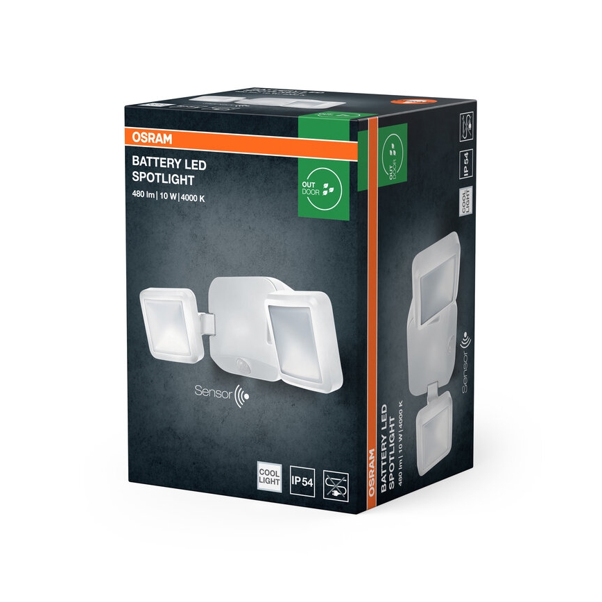Osram - LED Venkovní nástěnný reflektor se senzorem BATTERY 2xLED/5W/4xD IP54