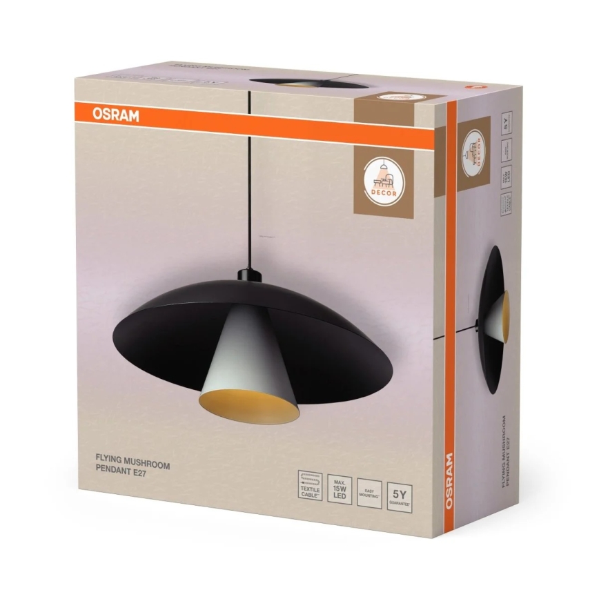 Osram - Lustr na lanku DECOR FLYING MUSHROOM 1xE27/25W/230V pr. 50 cm černá