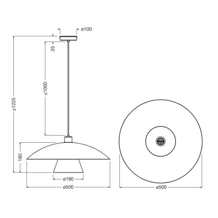 Osram - Lustr na lanku DECOR FLYING MUSHROOM 1xE27/25W/230V pr. 50 cm černá