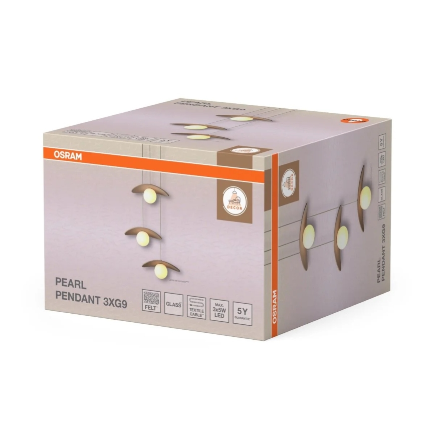 Osram - Lustr na lanku DECOR PEARL 3xG9/5W/230V béžová