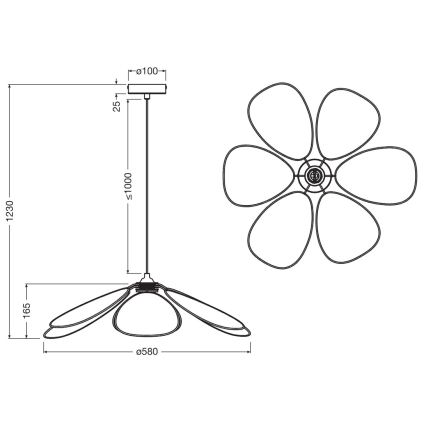 Osram - Lustr na lanku DECOR RATTAN 1xE27/15W/230V pr. 58 cm béžová/černá