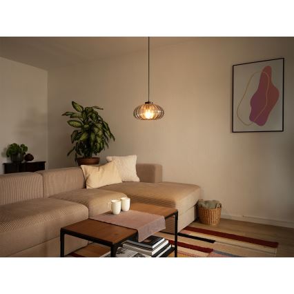 Osram - Lustr na lanku DECOR SMOKE 1xE27/12W/230V pr. 28 cm černá/kouřová šedá